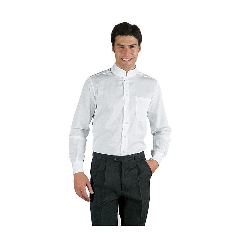 Camicia da lavoro bianca Dublino unisex maniche lunghe collo coreana -  Isacco