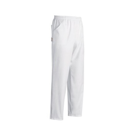 Pantalone da lavoro unisex bianco in microfibra con elastico in vita per chef, pizzaiolo, cake designer - Egochef